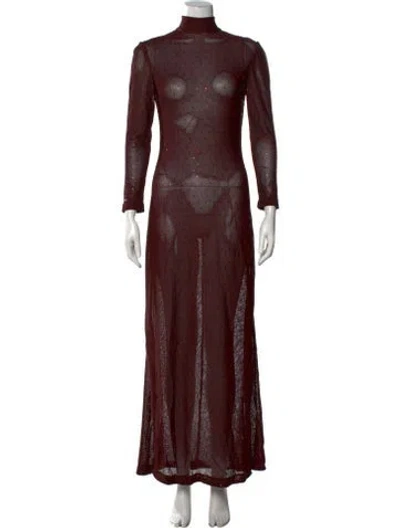 Pre-owned St. John Couture Printed Long Dress In Red