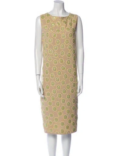 Pre-owned St. John Couture Printed Midi Length Dress In Neutral