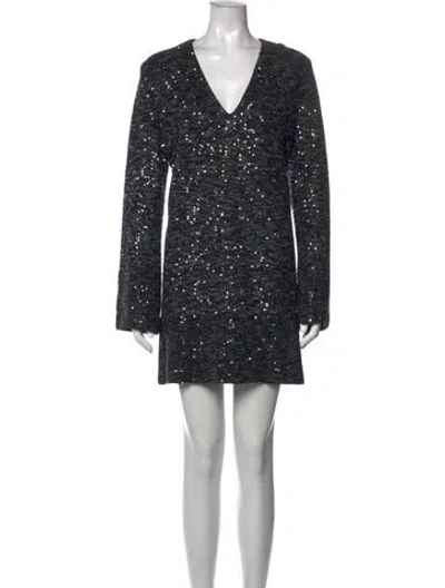 Pre-owned St. John Couture Printed Mini Dress In Black