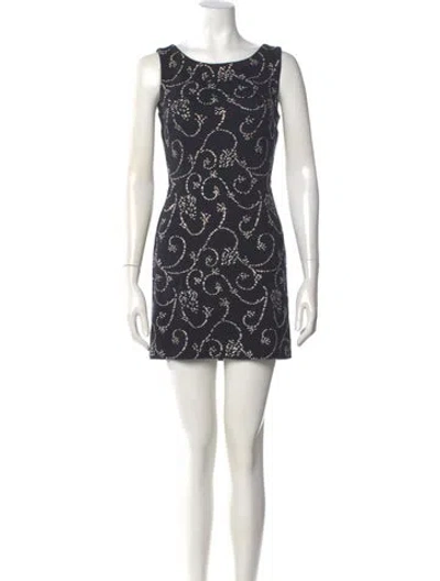 Pre-owned St. John Couture Printed Mini Dress In Blue