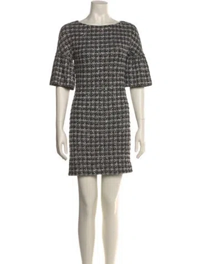 Pre-owned St. John Couture Printed Mini Dress In White