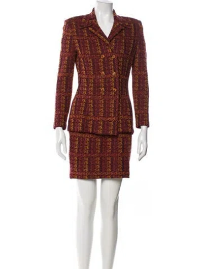 Pre-owned St. John Couture Printed Skirt Set In Orange
