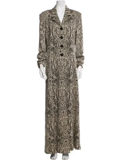 Pre-owned St. John Couture Printed Trench Coat In Black