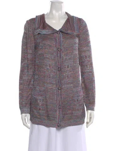 Pre-owned St. John Couture Printed V-neck Sweater