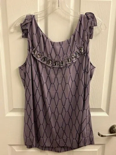 Pre-owned St John Couture Purple Sleeveless Blouse Size 12.. 92% Silk - 8% Spandex