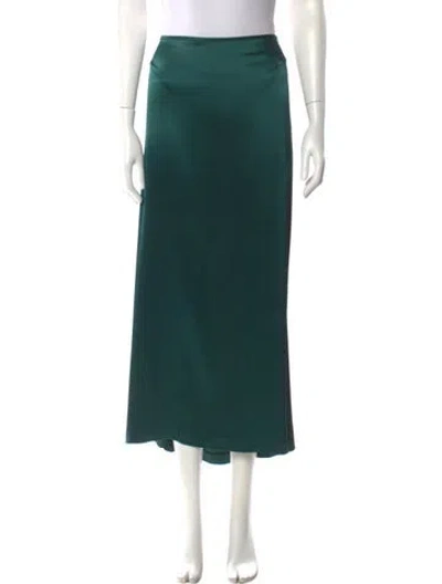 Pre-owned St. John Couture Satin Midi Length Skirt In Green