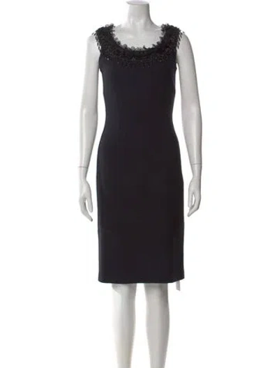 Pre-owned St. John Couture Scoop Neck Knee-length Dress In Black