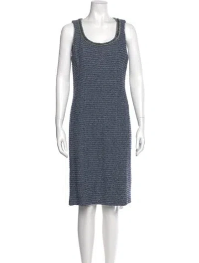 Pre-owned St. John Couture Scoop Neck Knee-length Dress In Blue