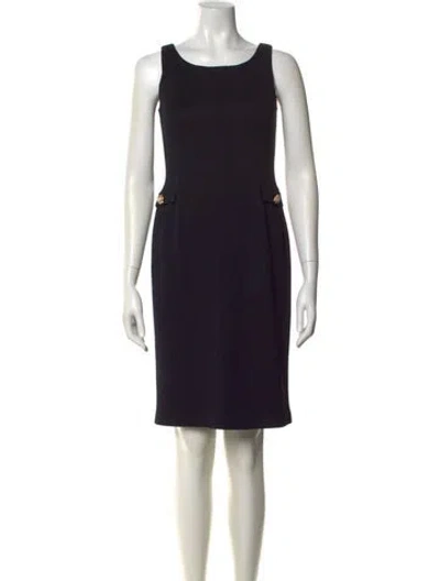 Pre-owned St. John Couture Scoop Neck Knee-length Dress In Blue