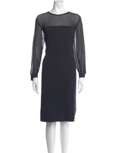Pre-owned St. John Couture Scoop Neck Knee-length Dress In Blue