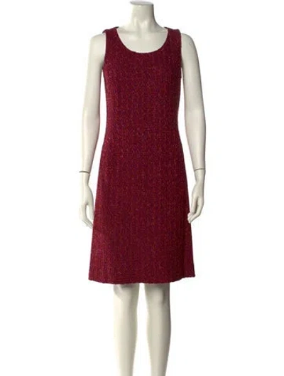 Pre-owned St. John Couture Scoop Neck Knee-length Dress In Multi