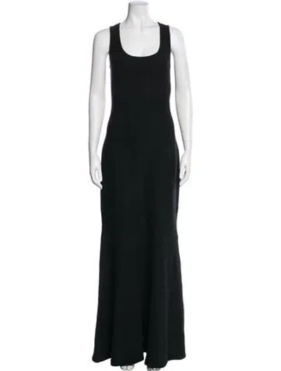 Pre-owned St. John Couture Scoop Neck Long Dress In Black