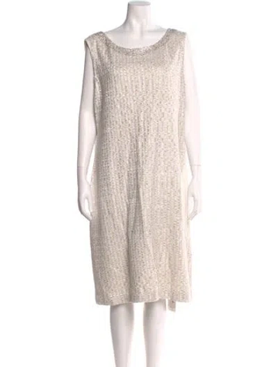 Pre-owned St. John Couture Scoop Neck Midi Length Dress W/ Tags In Neutral