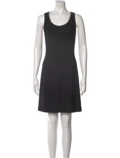 Pre-owned St. John Couture Scoop Neck Mini Dress In Multi