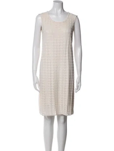 Pre-owned St. John Couture Scoop Neck Mini Dress In Neutral