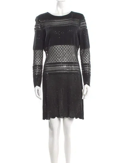 Pre-owned St. John Couture Scoop Neck Mini Dress W/ Tags In Black