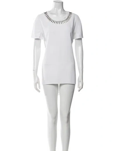 Pre-owned St. John Couture Scoop Neck Mini Dress In White