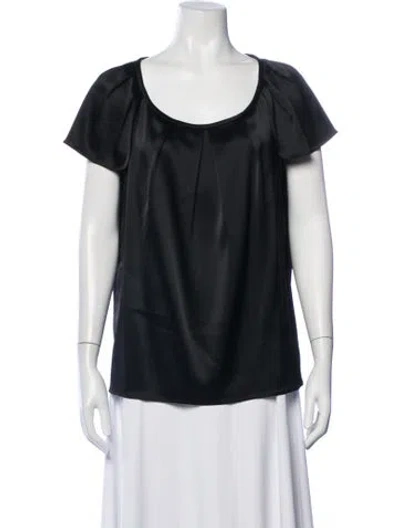Pre-owned St. John Couture Scoop Neck Short Sleeve Top In Black/white