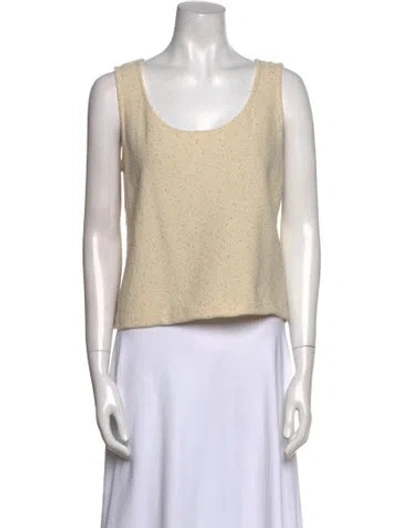 Pre-owned St. John Couture Scoop Neck Sleeveless Crop Top In Neutral
