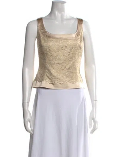 Pre-owned St. John Couture Scoop Neck Sleeveless Crop Top In Neutral
