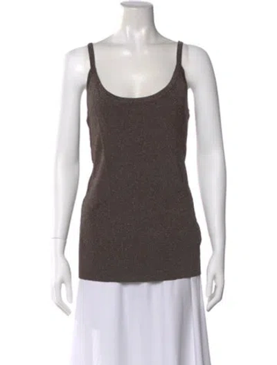 Pre-owned St. John Couture Scoop Neck Sleeveless Top In Brown