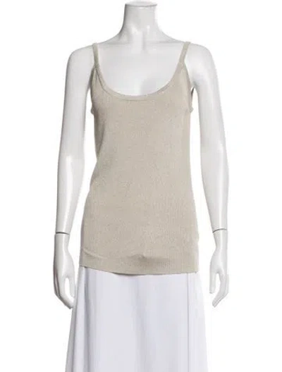 Pre-owned St. John Couture Scoop Neck Sleeveless Top In Gold