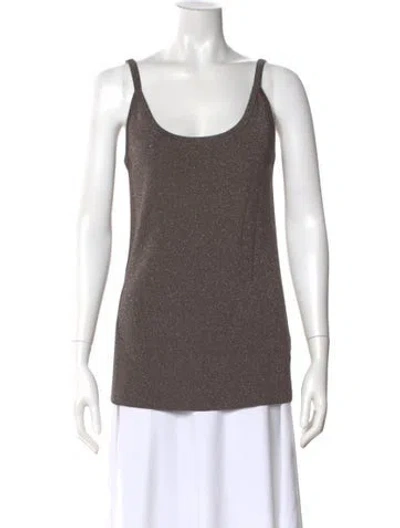 Pre-owned St. John Couture Scoop Neck Sleeveless Top In Gray