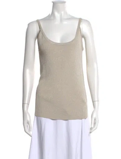 Pre-owned St. John Couture Scoop Neck Sleeveless Top In Neutral
