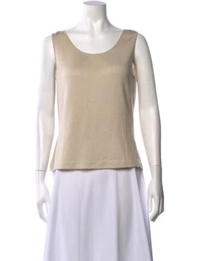 Pre-owned St. John Couture Scoop Neck Sleeveless Top In Neutrals
