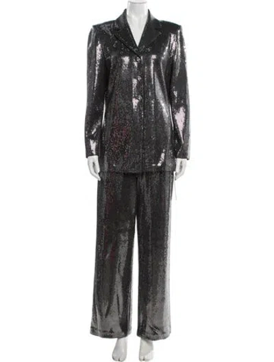 Pre-owned St. John Couture Sequin Embellishments Pantsuit In Black