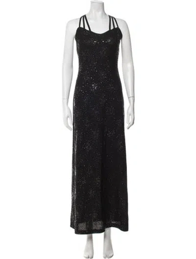 Pre-owned St. John Couture Sequin Long Dress In Black