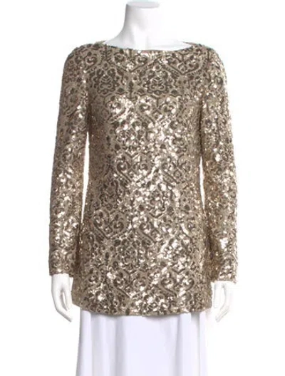 Pre-owned St. John Couture Sequin Patterned Top In Multi