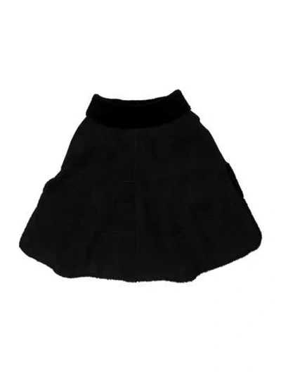 Pre-owned St. John Couture Shearling Jacket In Black
