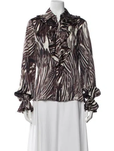 Pre-owned St. John Couture Silk Animal Print Blouse In Multi