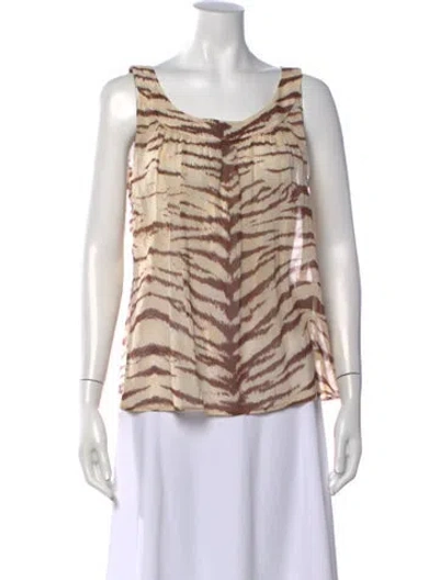 Pre-owned St. John Couture Silk Animal Print Top W/ Tags In Brown