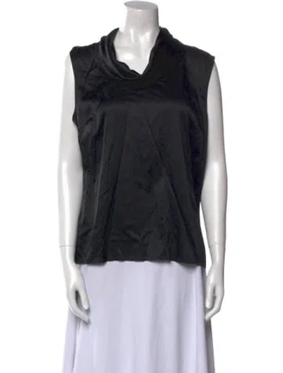 Pre-owned St. John Couture Silk Cowl Neck Top In Black