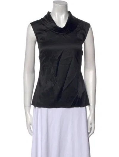 Pre-owned St. John Couture Silk Cowl Neck Top In Black