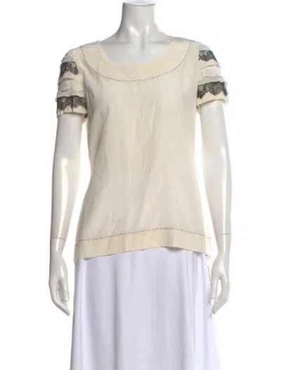Pre-owned St. John Couture Silk Crew Neck Top In Neutrals