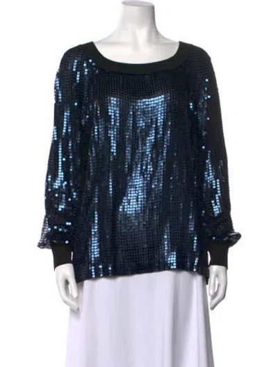 Pre-owned St. John Couture Silk Graphic Print Top In Black