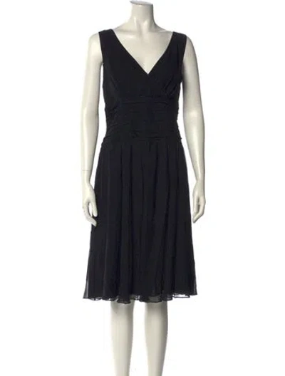 Pre-owned St. John Couture Silk Knee-length Dress In Black