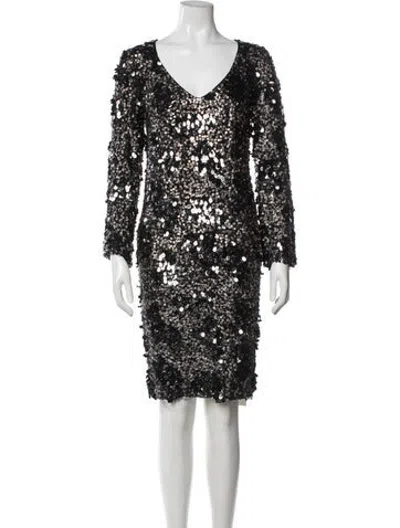 Pre-owned St. John Couture Silk Knee-length Dress In Black