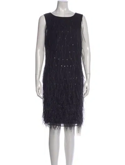 Pre-owned St. John Couture Silk Knee-length Dress In Blue
