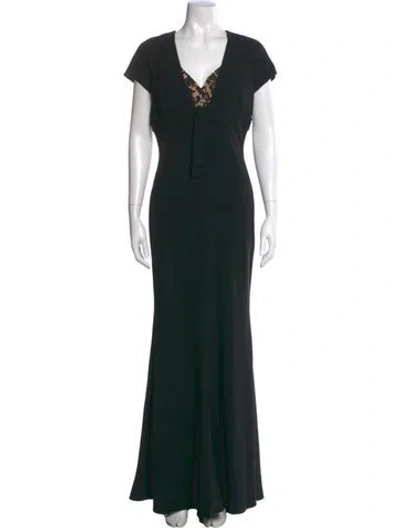 Pre-owned St. John Couture Silk Long Dress In Black