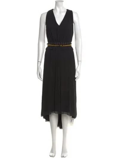Pre-owned St. John Couture Silk Midi Length Dress In Black