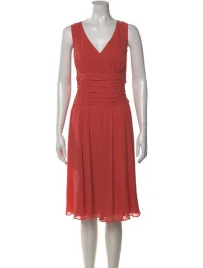 Pre-owned St. John Couture Silk Midi Length Dress In Orange