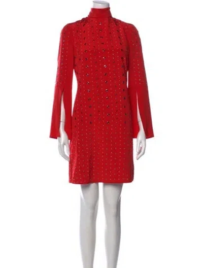 Pre-owned St. John Couture Silk Mini Dress In Red