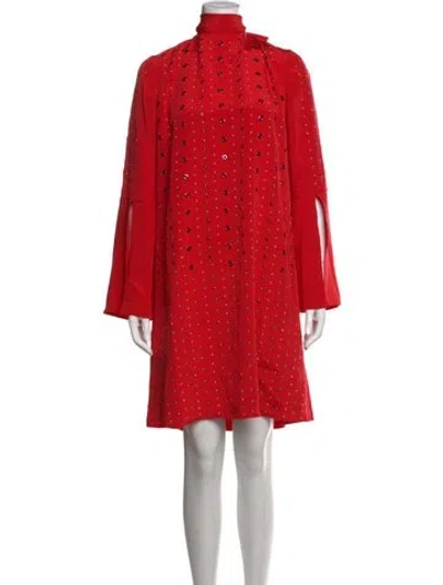 Pre-owned St. John Couture Silk Mini Dress In Red