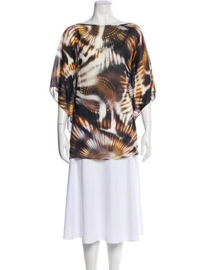Pre-owned St. John Couture Silk Patterned Top In Black