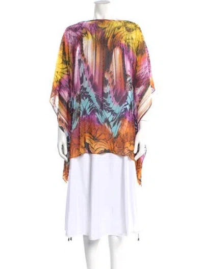 Pre-owned St. John Couture Silk Patterned Top In Multi