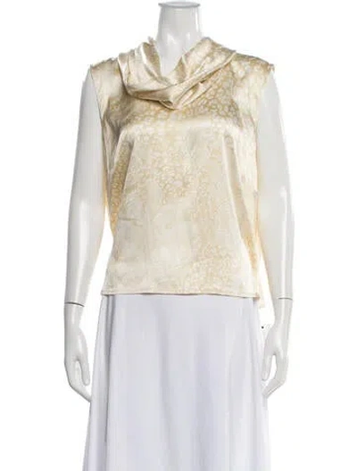 Pre-owned St. John Couture Silk Patterned Top In Neutral